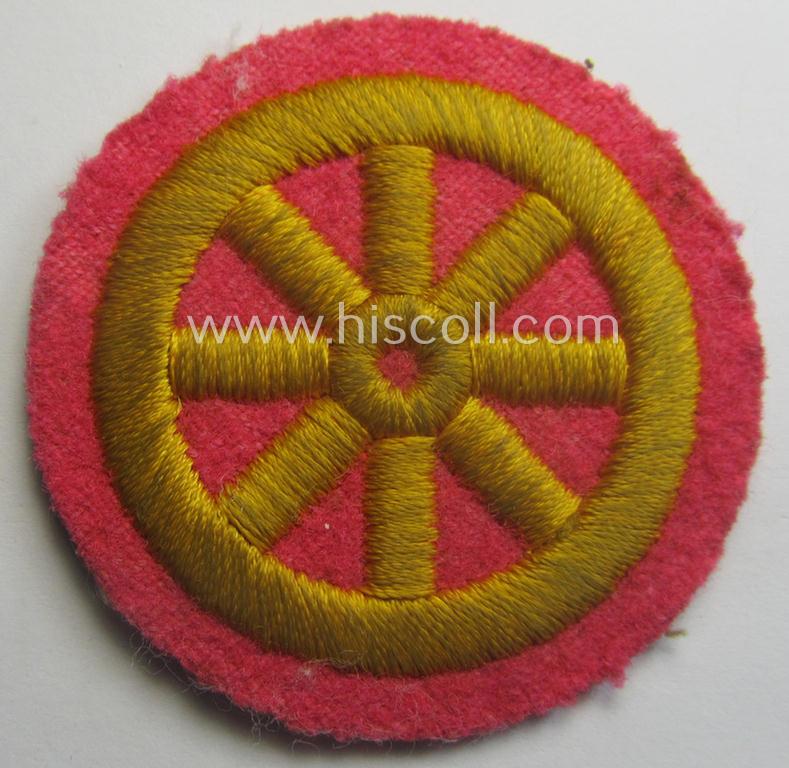 HJ ('Hitlerjugend') so-called: 'Motor-HJ Prüfungsabzeichen in Gold' (or: golden-class motor-proficiency badge) being a 'virtually mint ie. unissued' example that misses its 'RzM'-etiket