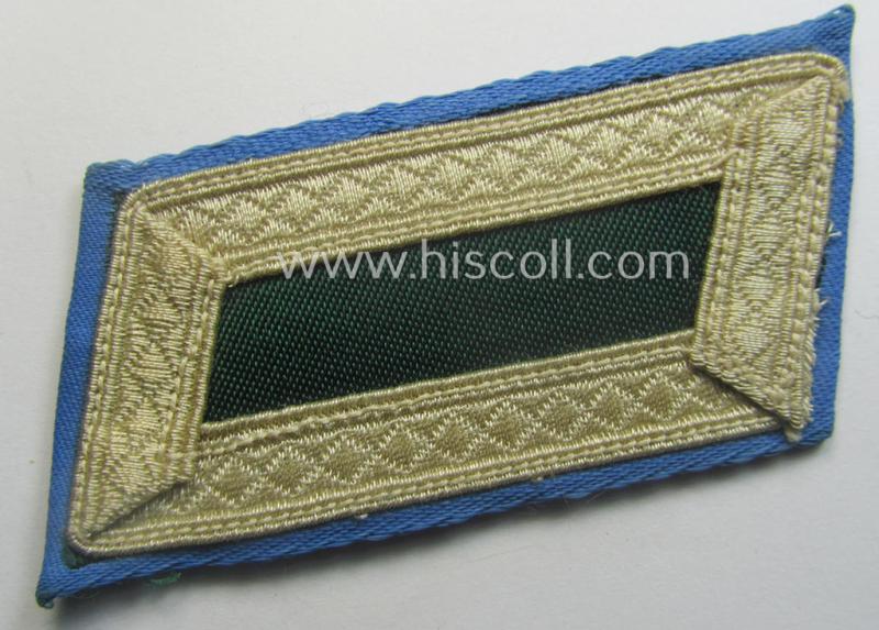 Regrettably single, (partly!) 'BeVo'-woven, NCO-pattern 'Ostvölker'-collar-tab as intended for a: 'Turkistanian'-volunteer within the 'Deutsche Wehrmacht' (ie. 'Zugführer' within the: 'Turkistanianisches Legion')
