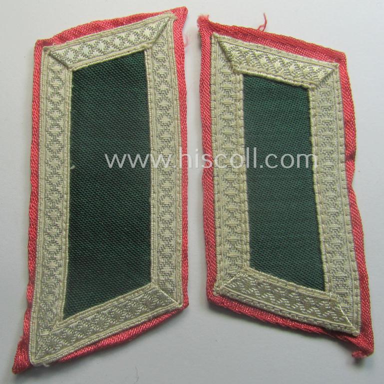 Pair of (partly!) 'BeVo'-woven, NCO-pattern 'Ostvölker'-collar-tabs as intended for a: 'Georgischer'- (ie. Georgian-) volunteer within the 'Deutsche Wehrmacht' (ie. 'Zugführer' within the: 'Georgisches Legion')