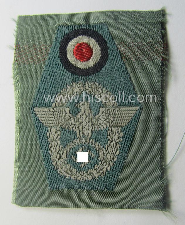 Police (ie. 'Polizei') so-called: 'M43-pattern, 'combined cap-eagle- and cocarde-device' as executed in 'BeVo'-weave technique as was specifically intended for usage of the field-grey-coloured: 'Polizei-Einheitsfeldmützen'