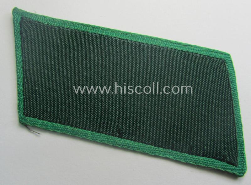 Regrettably single, (entirely!) 'BeVo'-woven, EM-pattern 'Ostvölker'-collar-tab as intended for an: 'Aserbaidschanischer'-volunteer within the 'Deutsche Wehrmacht' (ie. 'Schütze' within the: 'Aserbaidschanisches Legion')