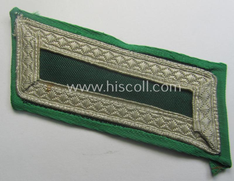 Regrettably single, (partly!) 'BeVo'-woven, NCO-pattern 'Ostvölker'-collar-tab as intended for an: 'Aserbaidschanischer'-volunteer within the 'Deutsche Wehrmacht' (ie. 'Zugführer' within the: 'Aserbaidschanisches Legion')