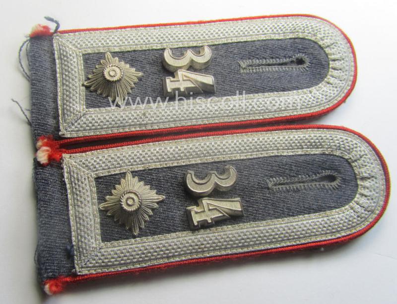 Pair of - fully matching! - neatly 'cyphered', WH (Luftwaffe) NCO-type shoulderstraps as was intended for a: 'Wachtmeister des Flakartillerie-Abteilungs o. Rgts. 34'