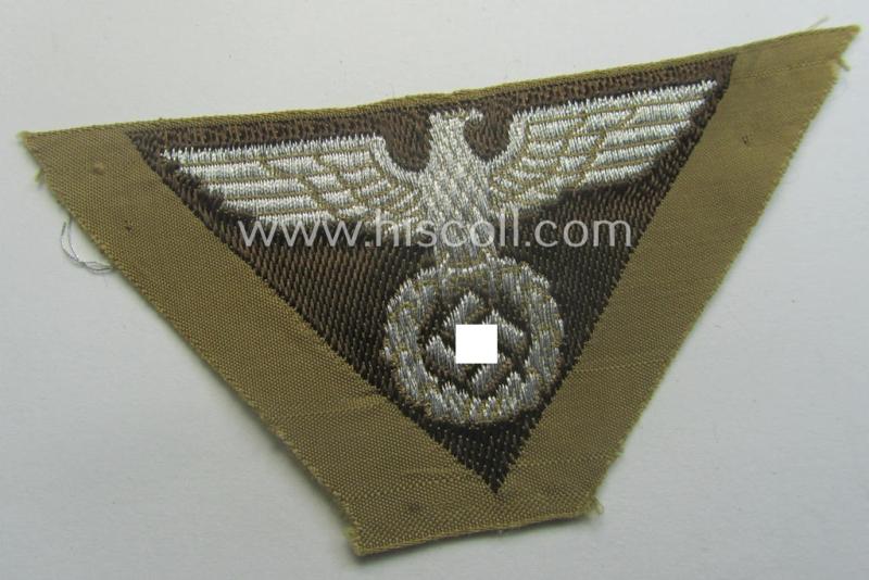 SA-related cap-eagle as was intended for the: 'Lagermütze' (ie. side-cap) being an example as woven on a typical brownish-coloured background and as such intended for generic 'SA'-usage