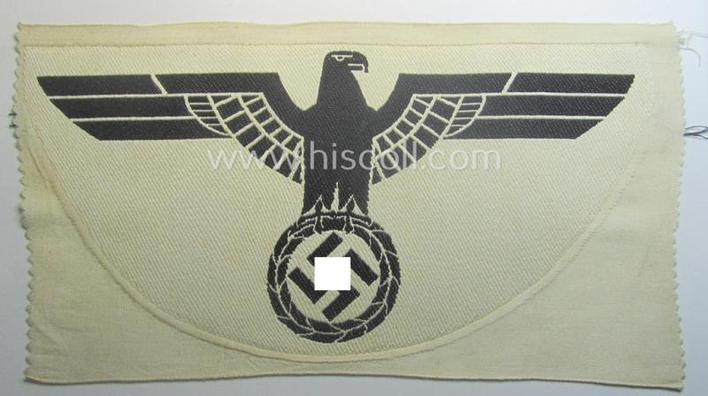 Larger-sized example of a (typical) linnen-based WH 'Heeres'-related sport-shirt badge (ie. 'Brustadler für Sportanzug') as was executed in the 'BeVo-weave pattern