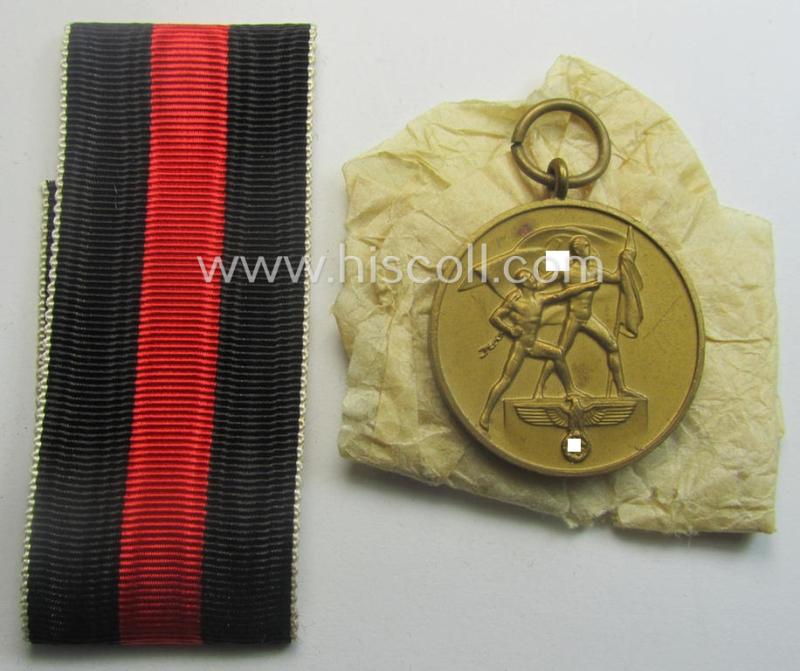 WH Czech-occupation- (ie. 'Anschluss'-) medal: '1. Oktober 1938' being a neat (and virtually mint!) example that came together with its full-length ribbon as issued and/or recently found