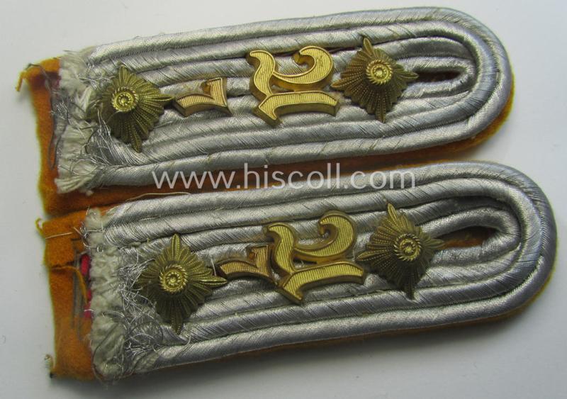 Pair of - truly used- and/or worn! - WH (Heeres) 'cyphered' officers'-type shoulderboards as was intended for a: 'Hauptmann u. Mitglied des Kavallerie-Aufklärungs-Abtlgs. 7'