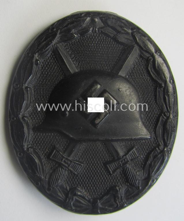 Moderately used- and/or worn black-class wound-badge (or: 'Verwundeten-Abzeichen in Schwarz') being a typical non-maker-marked example