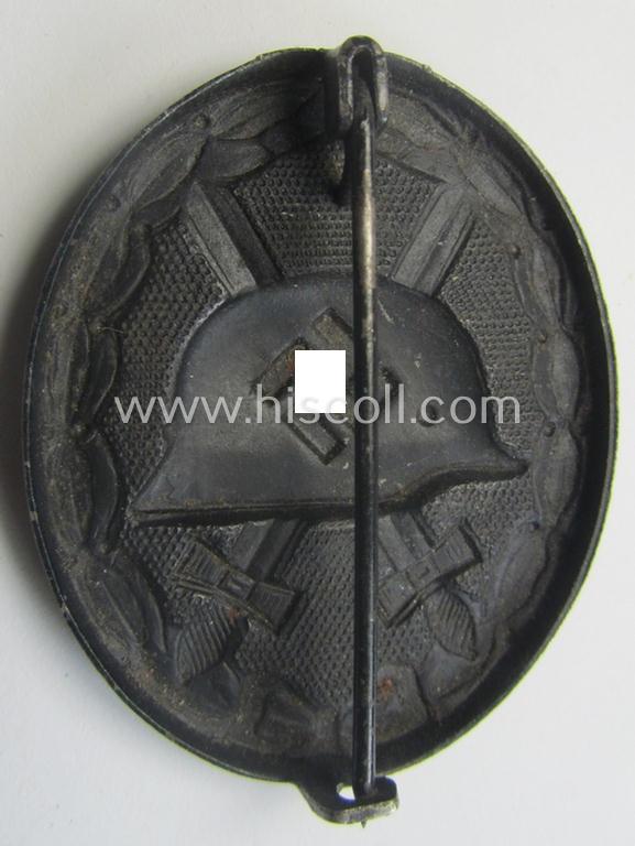 Moderately used- and/or worn black-class wound-badge (or: 'Verwundeten-Abzeichen in Schwarz') being a typical non-maker-marked example