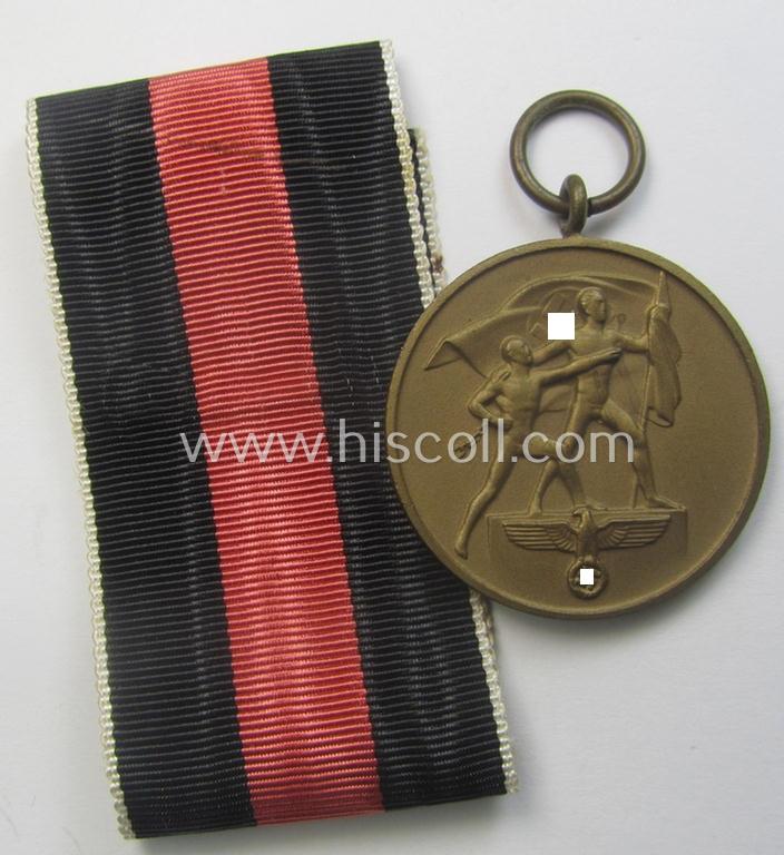 WH Czech-occupation- (ie. 'Anschluss'-) medal: '1. Oktober 1938' being a neat (and virtually mint!) example that came together with its full-length ribbon as issued and/or recently found
