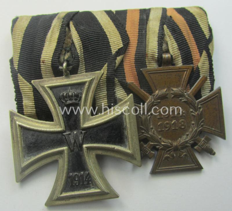 WWI-period so-called: 'Doppelspange' (being of the 'non-detachable-pattern') showing resp. an: 'EK II. Klasse' and a: 'FKK 1914-18 mit Schw.' and that comes as recently found