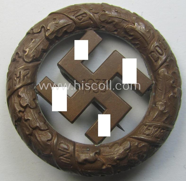 N.S.D.A.P.-related 'Tagungs- o. Veranstaltungsabzeichen' (also referred to as: 'Gau München'-honorary-badge) being a non-maker- example showing the text: 'Und Ihr habt doch gesiegt - 1933!'