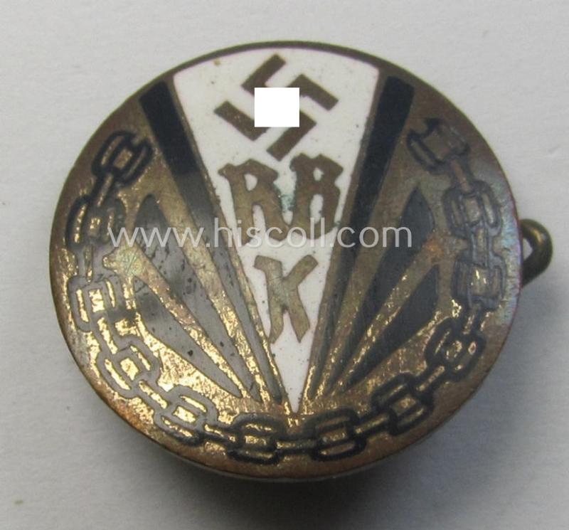 Membership lapel-pin: 'Reichsbund der Körperbehinderten' (or: 'RBK') being a non-maker-marked example that is executed in multi-coloured, enamel