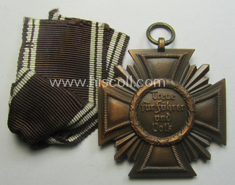 'N.S.D.A.P. Dienstauszeichnung in Bronze' (ie. '3. Stufe für 10 Jahre t. Dienste') being a clearly maker- (ie. '14'-) marked- (and typical 'light-weight'!) example as was produced by the maker (ie. 'Hersteller') named: 'L.Chr. Lauer'