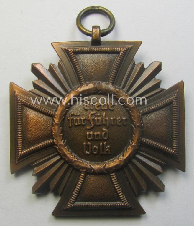 'N.S.D.A.P. Dienstauszeichnung in Bronze' (ie. '3. Stufe für 10 Jahre t. Dienste') being a clearly maker- (ie. '14'-) marked- (and typical 'light-weight'!) example as was produced by the maker (ie. 'Hersteller') named: 'L.Chr. Lauer'