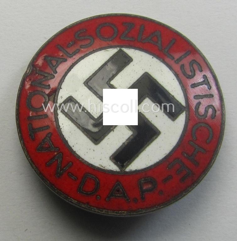 'N.S.D.A.P.'-membership-pin- ie. party-badge (or: 'Parteiabzeichen') showing the makers'-designation: 'RzM' and/or: 'M1/42'