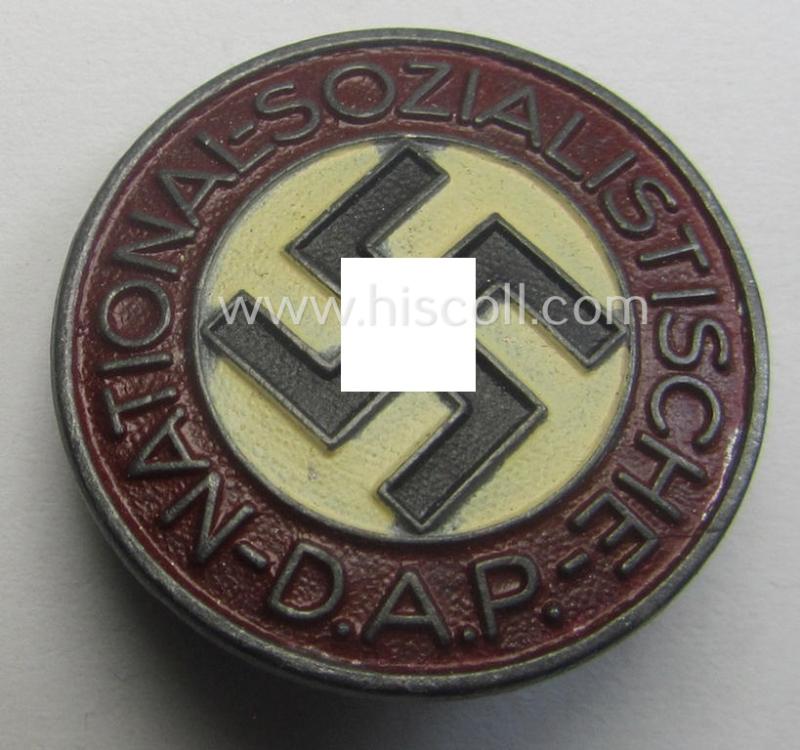 'Painted- (ie. sprayed'-) pattern 'N.S.D.A.P. - Parteiabzeichen' showing the (rarely seen!) makers'-designation: 'RzM' and/or: 'M1/103'