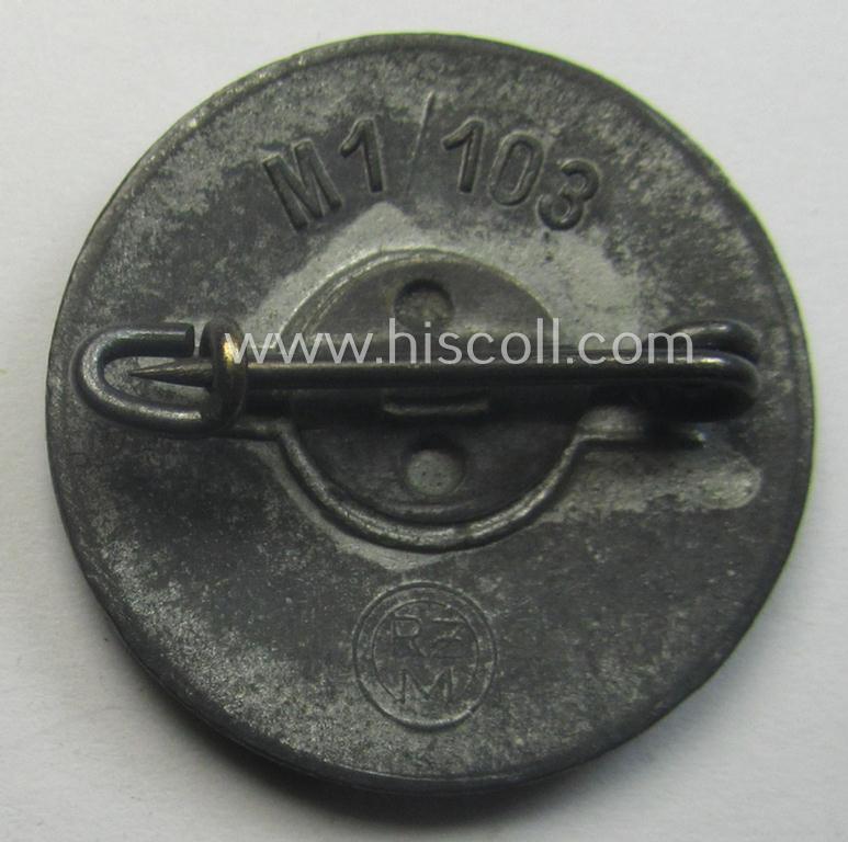 'Painted- (ie. sprayed'-) pattern 'N.S.D.A.P. - Parteiabzeichen' showing the (rarely seen!) makers'-designation: 'RzM' and/or: 'M1/103'