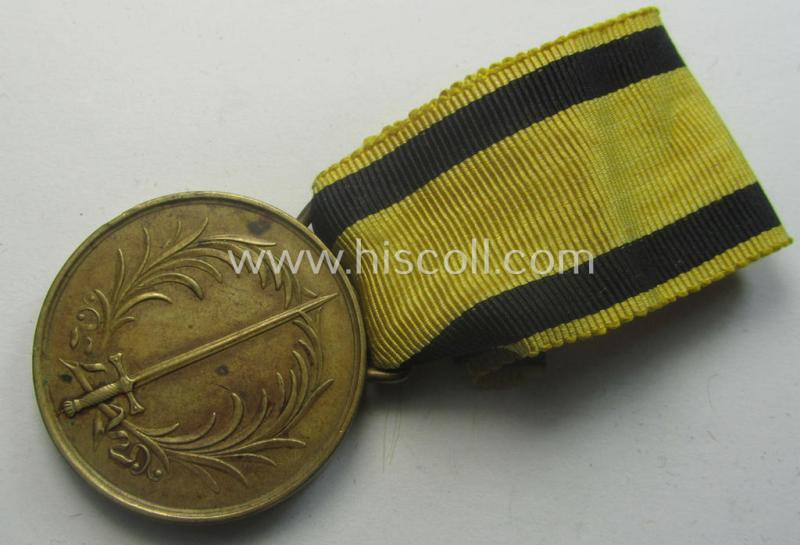 Grossherzogtum Baden, 'Gedächtnis-Medaille für 1849' that comes mounted onto its period ribbon (ie. 'Bandabschnitt') as issued and found