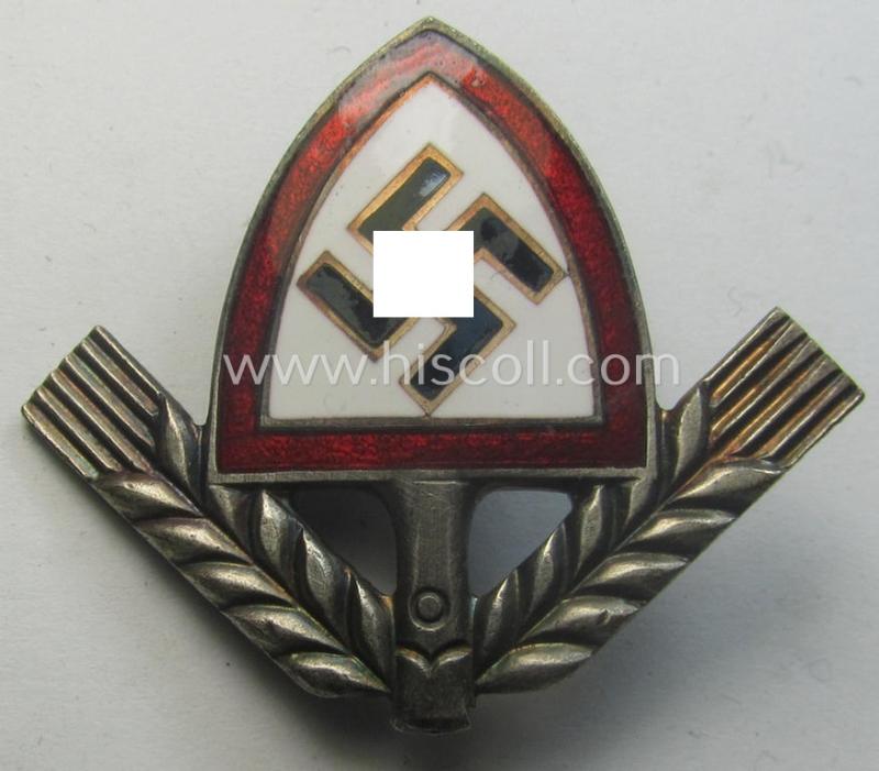 Luxuriously-styled, officers'-pattern RAD (ie. 'Reichsarbeitsdienst') cap-badge being a (double!) maker- (ie. 'AS'-) marked example