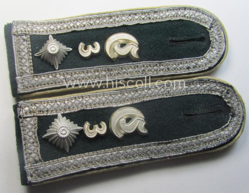 Pair of WH (Heeres), early-war-period- (ie. 'M40'-pattern, 'rounded styled') neatly 'cyphered' NCO-type shoulderstraps as was intended for - and worn by! - a: 'Feldwebel des Infanterie-Ersatz-Bataillons 3'