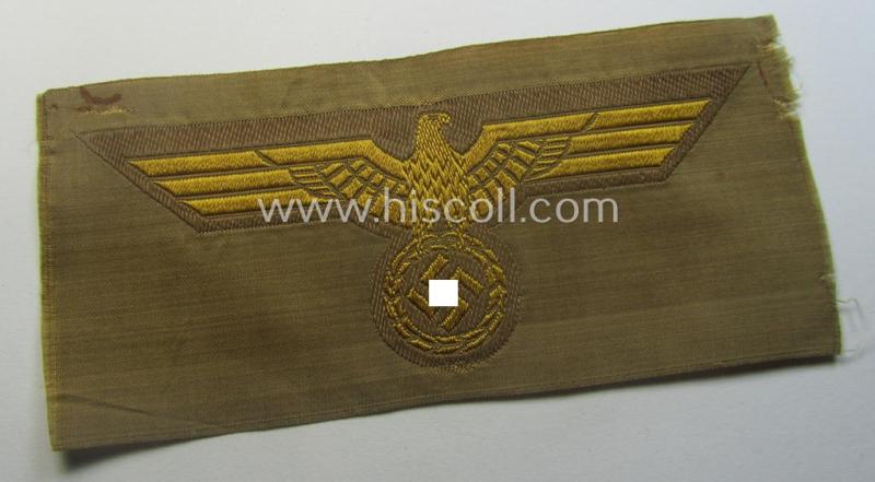 WH (Kriegsmarine) 'tropical-issue' (ie. DAK or: 'Deutsches Afrika Korps'-related-) breasteagle, as executed in neat so-called: 'BeVo'-weave style that comes in a 'virtually mint- ie. unissued', condition