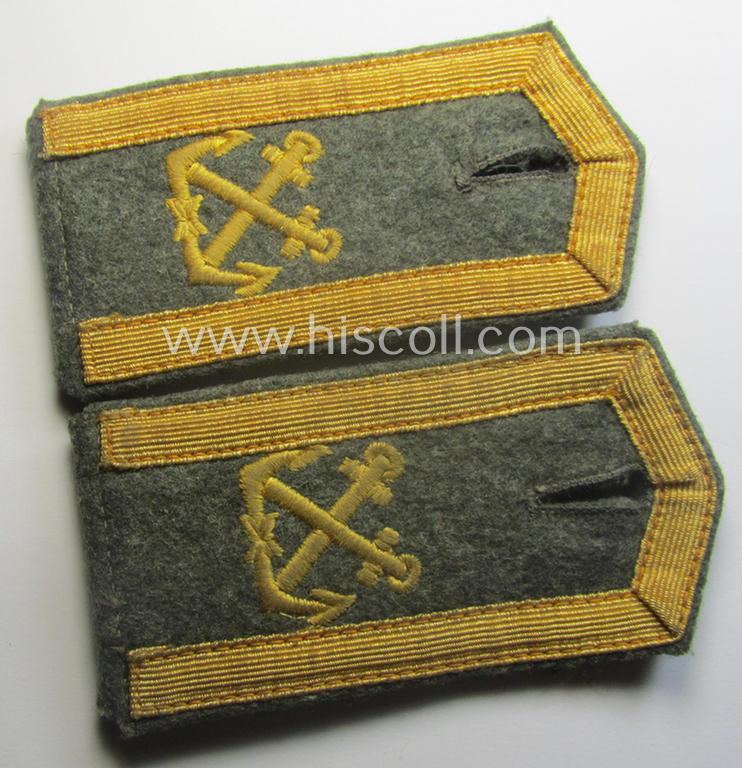 Fully matching pair of neatly 'cyphered'- (and I deem mid- ie. somewhat later-war-period!) WH (Kriegsmarine) NCO-type shoulderstraps as was intended for usage by an: 'Unteroffizier eines Küsten-Artillerie-Rgts. o. Abtlgs.'