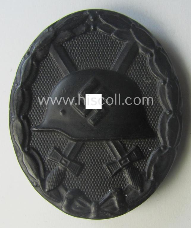 Hardly used- nor worn, black-class wound-badge (or: 'Verwundeten-Abzeichen in Schwarz') being a typical magnetic and/or non-maker-marked example