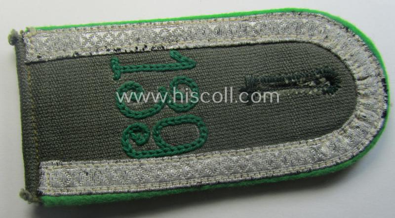 Single, WH (Heeres) NCO-type (ie. 'M36- o. M40'-pattern- and 'rounded-styled-') neatly 'cyphered' shoulderstrap as was intended for usage by an: 'Uffz. des Gebirgsjäger-Rgts. 139' (part of the: '3. Gebirgs-Div.)