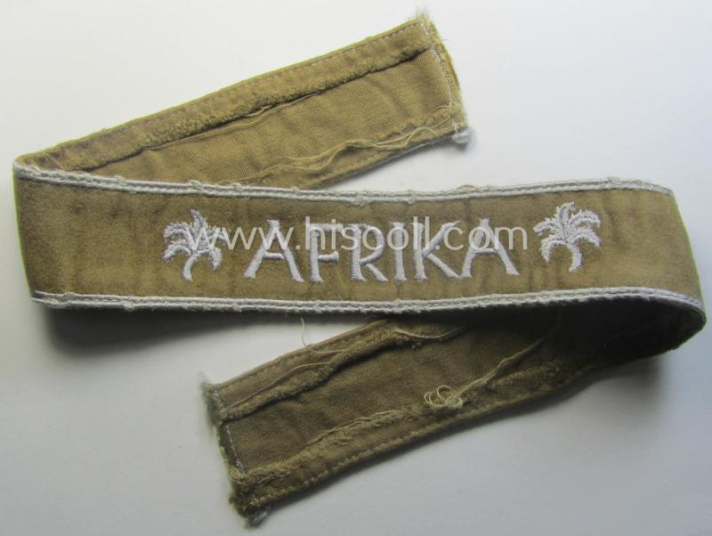 WH cuff-title (ie. 'Ärmelstreifen') entitled: 'Afrika' (being a totally non-shortened example that comes in an overall very nice- (ie. issued and clearly worn ie. once tunic-attached-), condition