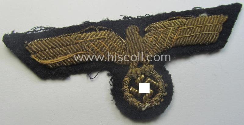 Clearly tunic-removed, WH (Kriegsmarine) officers'-type, hand-embroidered breast-eagle