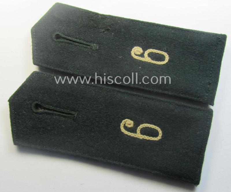 Pair of WH (Heeres), early- (ie. pre-) war-period, 'M36- o. M40'-pattern (pointed-styled- and 'cyphered') so-called: EM-type shoulderstraps: 'Soldat des Infanterie-Rgts. 6'
