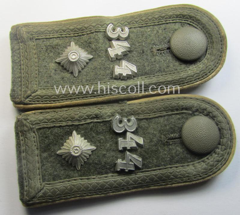 Pair of WH (Heeres) neatly 'cyphered', 'M40 o. M43'-pattern NCO-type shoulderstraps: 'Feldwebel des Infanterie-Rgts. 344' (part of the '223. Inf.Div.')