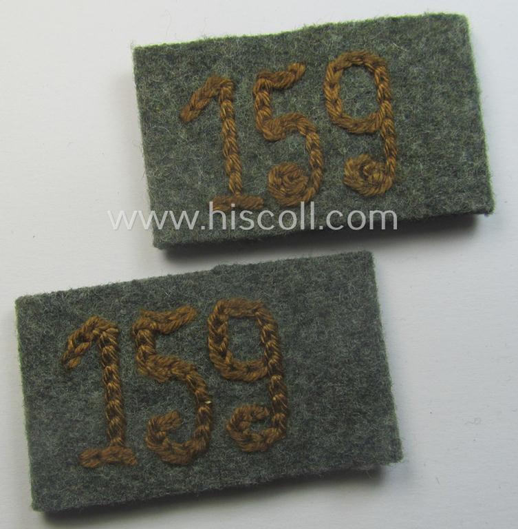 Pair of WH (Heeres) 'Kradschützen'-related, so-called: regimental shoulderstrap-'slip-ons' (ie. 'Schulterstück-Überschuben'): 'Soldat des Kradschützenbtl. der Pz.Div. u. Inf.Div. (mot) 159'