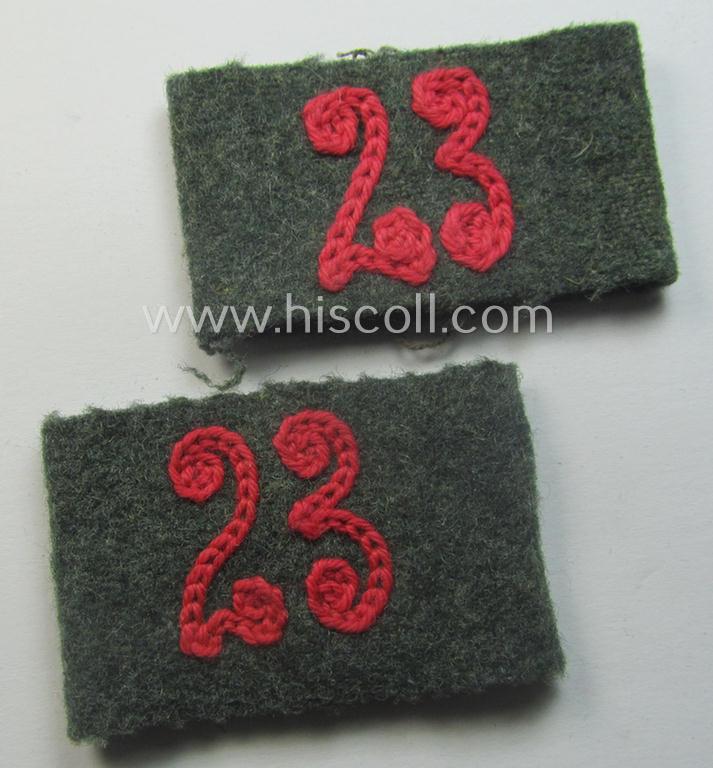 Pair of WH (Heeres) 'Panzer o. Panzerjäger'-related, 'Schulterstück-Überschuben': 'Soldat des Panzerabwehr-Abtlgs. 23'