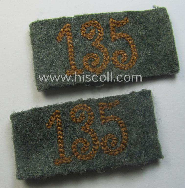 Pair of WH (Heeres) 'Kradschützen'-related, so-called: regimental shoulderstrap-'slip-ons' (ie. 'Schulterstück-Überschuben'): 'Soldat des Kradschützenbtl. der Pz.Div. u. Inf.Div. (mot) 135'