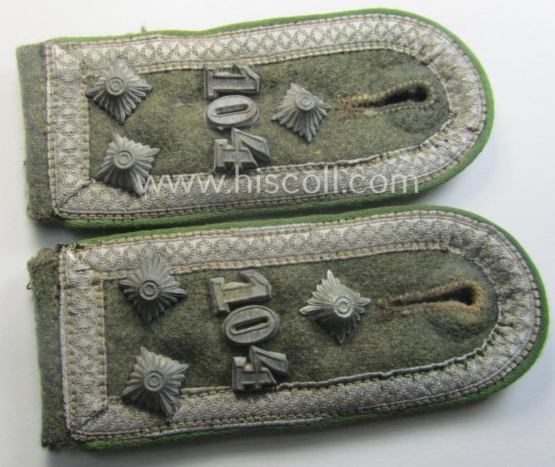 Pair of mid-war-period- (ie. 'M43'-pattern), WH (Heeres) NCO-type shoulderstraps: 'Stabsfeldwebel des Grenadier-Rgts. 104' (part of the 47. Infanterie-Div.')