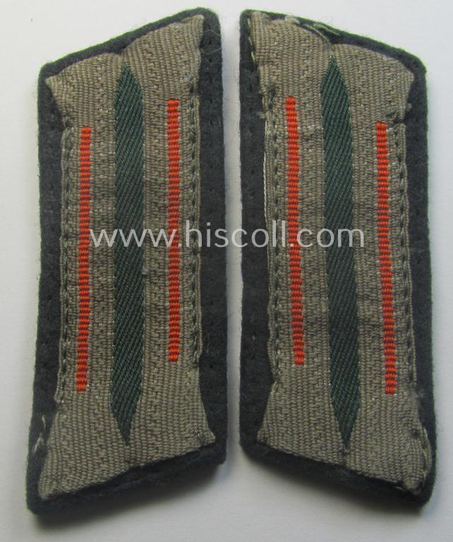 Pair of early-war-period, WH (Heeres) 'M40'-pattern collar-patches (ie. 'Einheitskragenspiegel') as piped in the bright-orange-coloured branchcolour as intended for usage by a: 'Soldat der Feldgendarmerie-Trpn.'