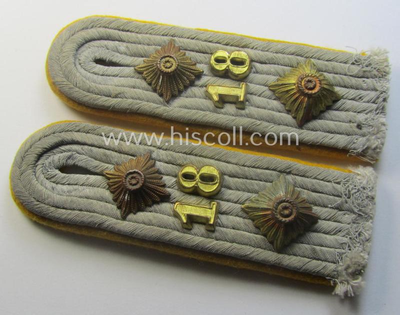 Pair of WH (Heeres) officers'-pattern, neatly 'cyphered' shoulderboards: 'Hauptmann des Reiter-Rgts. 18'