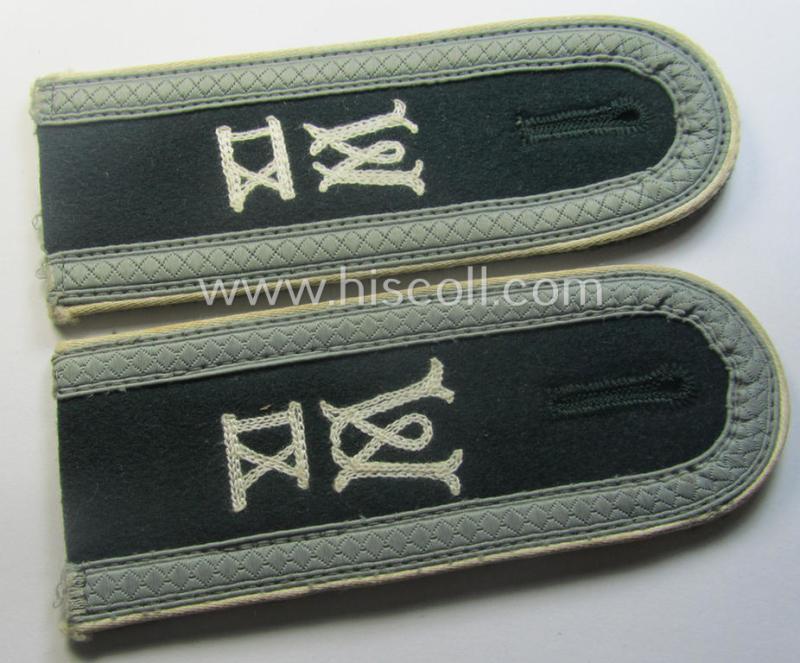 Pair of early- (ie. mid-) war-period WH (Heeres), 'M40'-pattern (rounded-styled and neatly 'cyphered') NCO-type shoulderstraps as was intended for an: 'Uffz. des Wehr-Ersatzdienstelle im Wehrkreises IX'