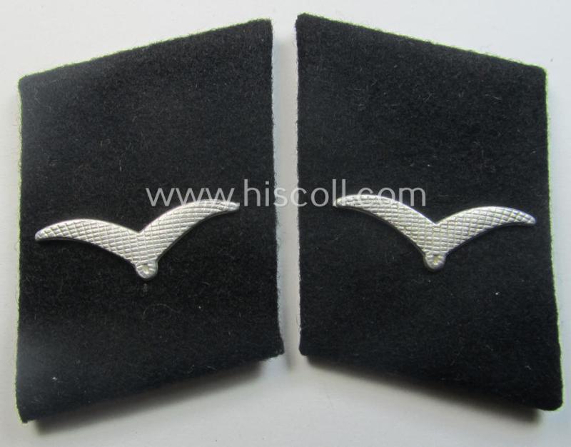 Pair of WH (Luftwaffe) EM- (ie. NCO-) type collar-tabs as piped in the black-coloured branchcolour as was intended for usage by a soldier who served within a: 'LW-Pioniere o. Bau-Abts. o. Rgts.'