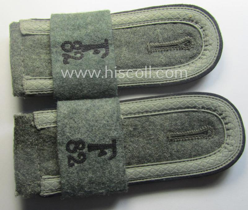 Pair of early- (ie. mid-) war-period WH (Heeres), 'M40'- (ie. 'M43-) pattern 'cyphered' NCO-type shoulderstraps (with 'Überschuben'!): 'Uffz. u. Mitglied des Festungsbau-Batallions 82'