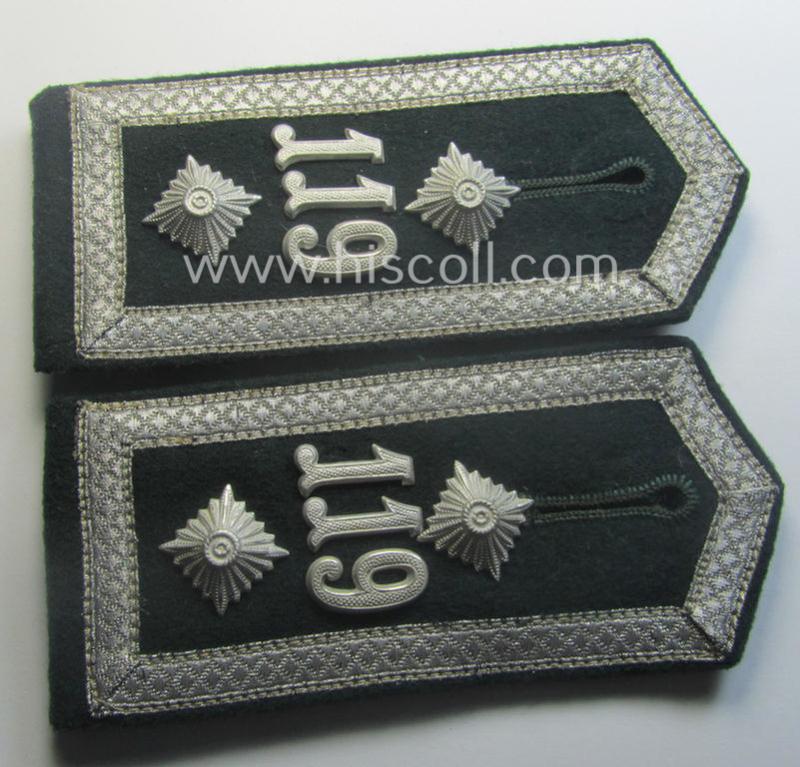 Pair of WH (Heeres) NCO-type (ie. 'M36- o. M40'-pattern- and/or 'pointed-styled'), neatly 'cyphered' shoulderstraps as was intended for usage by an: 'Oberfeldwebel des Infanterie-Rgts. 119'