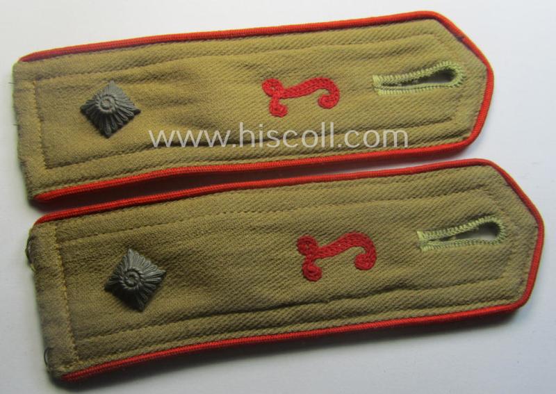 Fully matching - and truly rarely encountered! - early-pattern- and neatly 'cyphered' pair of 'Allgemeine-HJ' (ie. 'Hitlerjugend') shoulderstraps for usage by a: 'Kameradschaftsführer' who was attached to the: 'Leibstandarte München'