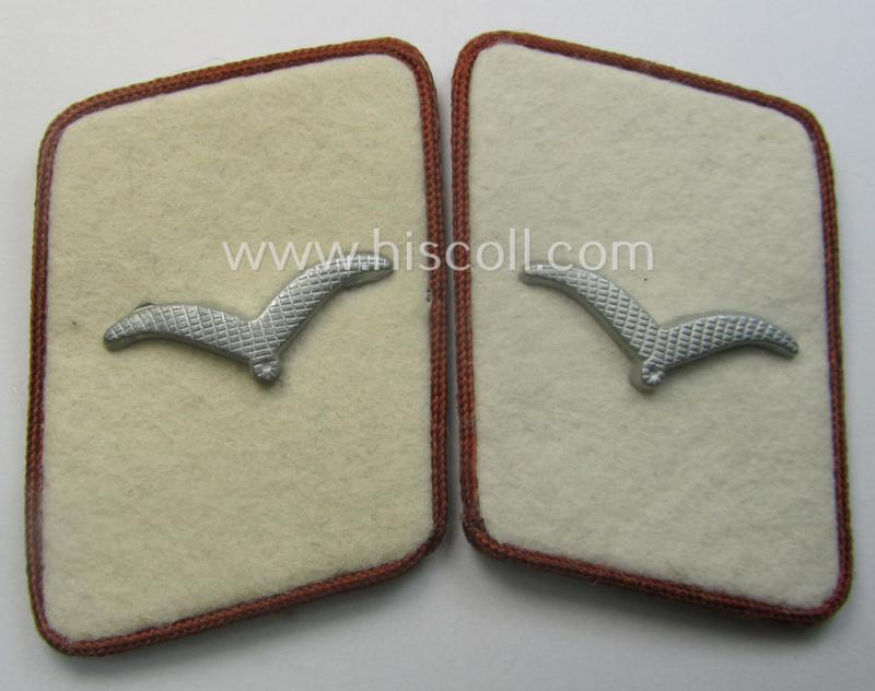 Fully matching pair of WH (Luftwaffe) light-brown-piped, EM- (ie. NCO-) type collar-patches (ie. 'Kragenspiegel') as was intended for usage by a member within one of the units of the: 'Hermann Göring-Division'