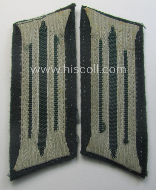Truly used- and tunic-removed pair of WH (Heeres) 'standard-issue'-pattern WH (Heeres) collar-tabs (or: 'Einheitskragenspiegel') being of the 'generic-pattern'