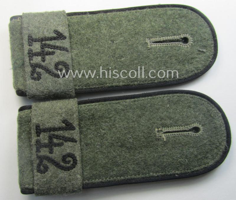 Pair of early- (ie. mid-) war-period WH (Heeres), 'M40'- (ie. 'M43-) pattern 'cyphered' EM-type shoulderstraps (with firmly-attached 'Überschuben'!): 'Soldat u. Mitglied des Pionier-Batallions 142'