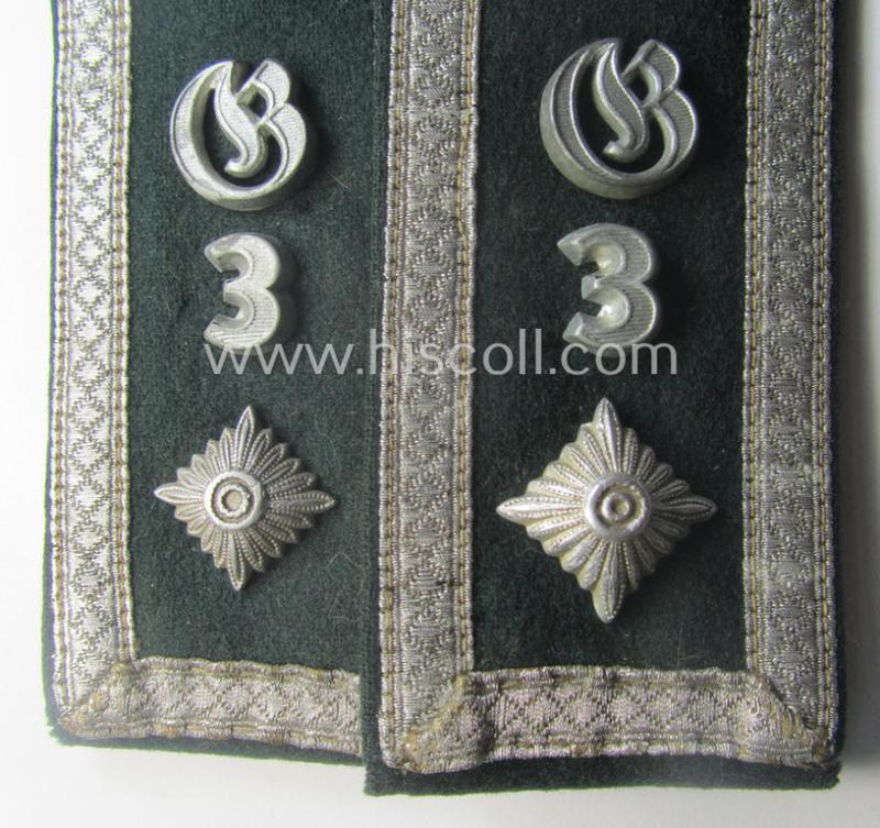 Pair of WH (Heeres) NCO-type (ie. 'M36- o. M40'-pattern- and/or 'pointed-styled'), neatly 'cyphered' shoulderstraps as was intended for usage by a: 'Feldwebel des Infanterie-Ergänzungs-Rgts. 3'