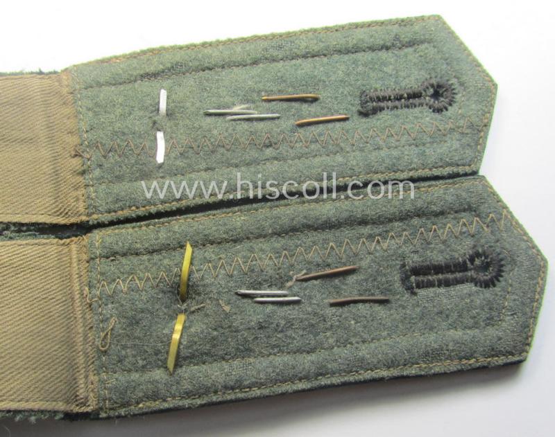 Pair of WH (Heeres) NCO-type (ie. 'M36- o. M40'-pattern- and/or 'pointed-styled'), neatly 'cyphered' shoulderstraps as was intended for usage by a: 'Feldwebel des Infanterie-Ergänzungs-Rgts. 3'