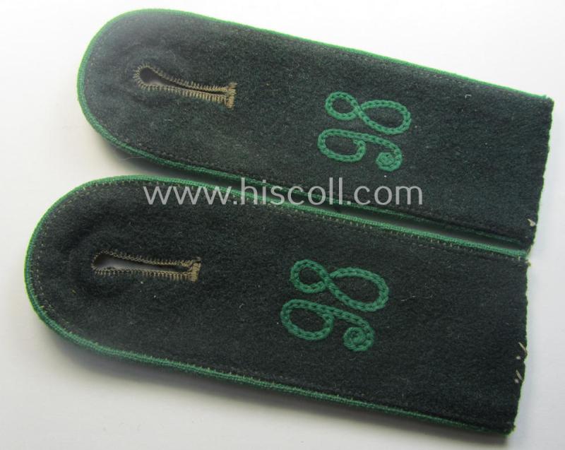 Moderately used - and very desirable! - pair of WH (Heeres) 'M40'-pattern) 'cyphered' EM-type shoulderstraps as intended for a: 'Soldatdes Gebirgsjäger-Rgts. 98'